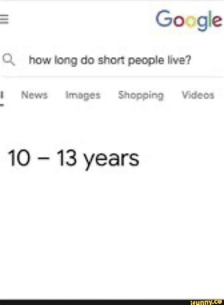 Google how long do short people live? News images Shopping Videos 10 13