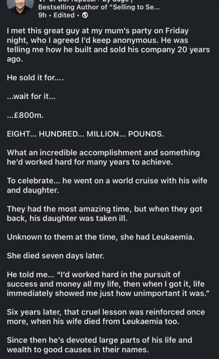 His daughter died of leukemia at age 21, asking only for him to work