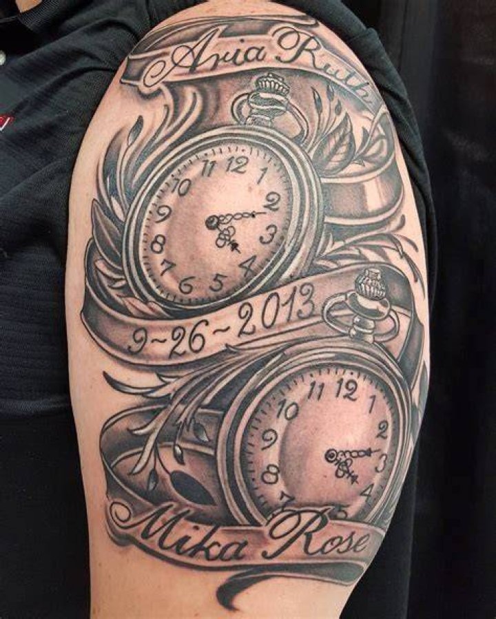 I tattooed these pocket watches for Tim today. They are for his