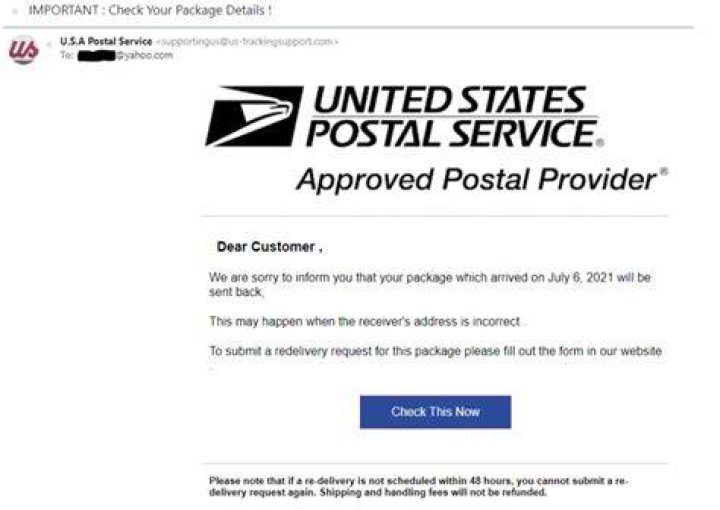 USPS Email Scam Sends Fake Delivery Failure Notifications Identity