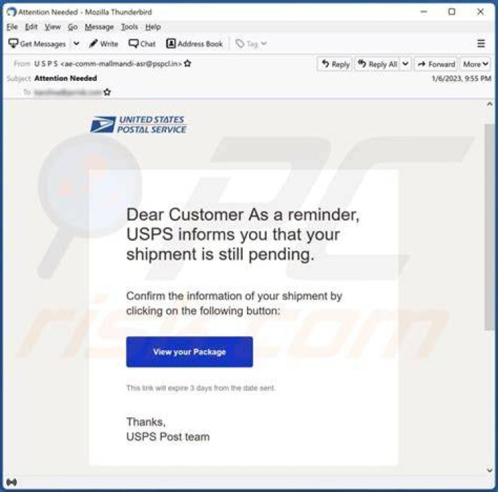 USPS Shipment Is Still Pending Email Scam Removal and recovery steps